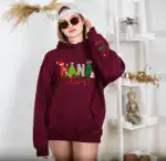 Custom Nana Claus Hoodie, Mimi Claus Hoodie, Xmas Mimi Sweater, Custom Grandkids Hoodie, Christmas Hoodie for Woman, Holiday Sweater