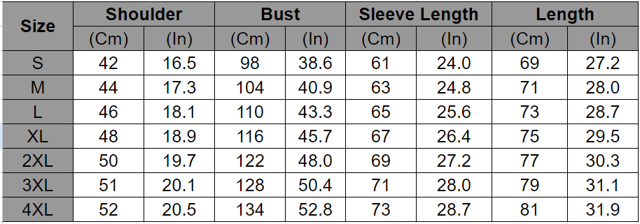Size chart