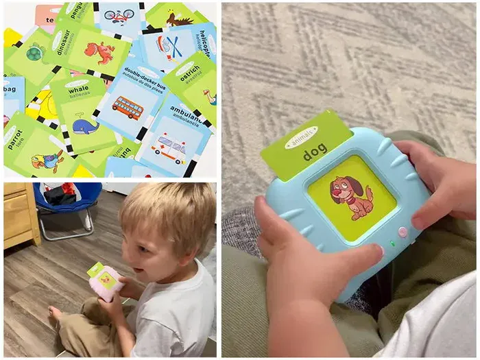 Child playing with learning device